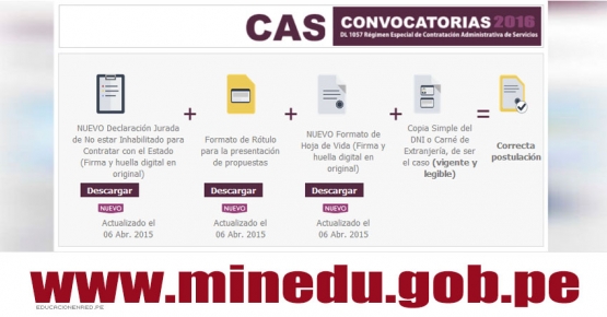 Convocatoria CAS Marzo 2016 (182 Puestos de Trabajo en el Ministerio de Educación)