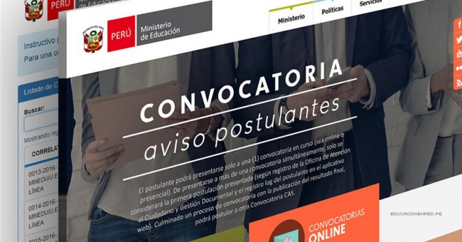 MINEDU: Convocatoria CAS AGOSTO 2016