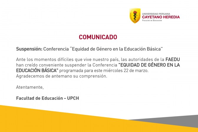 Conferencia: “Equidad de Género en la Educación Básica”