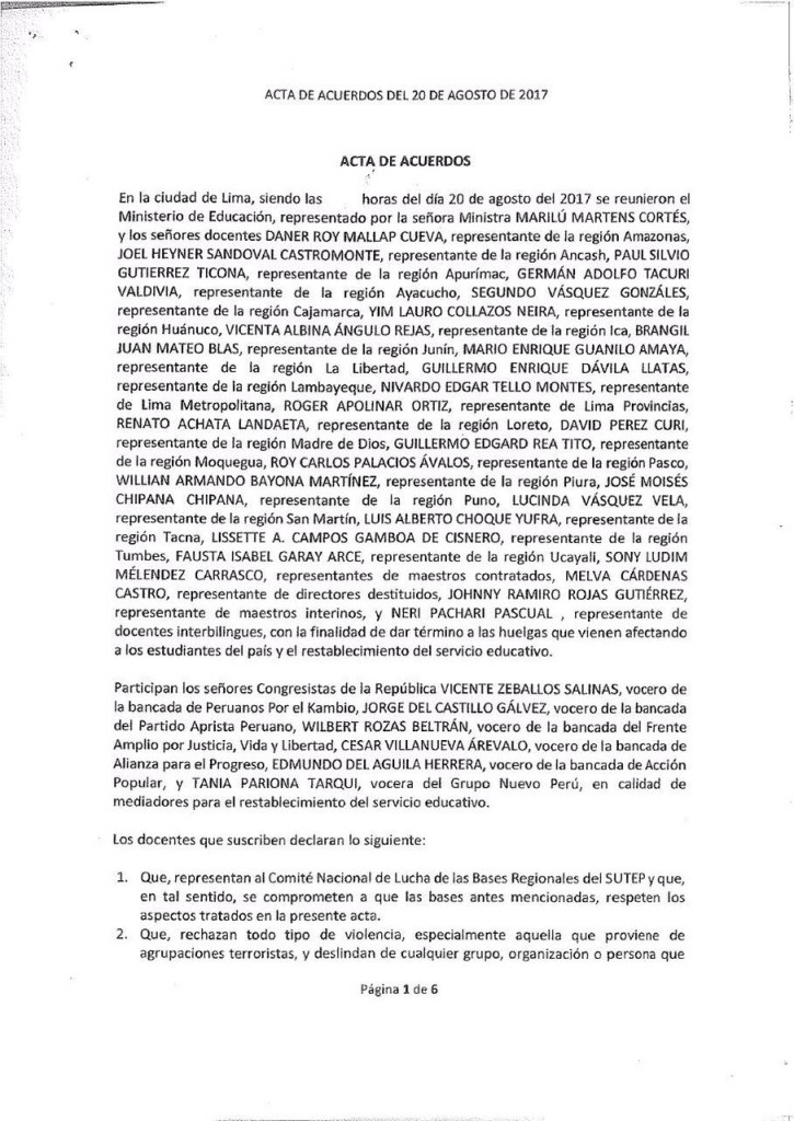 Pre acta MINEDU, Congresistas y Comites de Lucha - 20 de agosto (1)