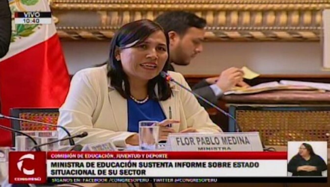 ¿Qué temas destacaron en la exposición de ministra Flor Pablo ante comisión de Educación?